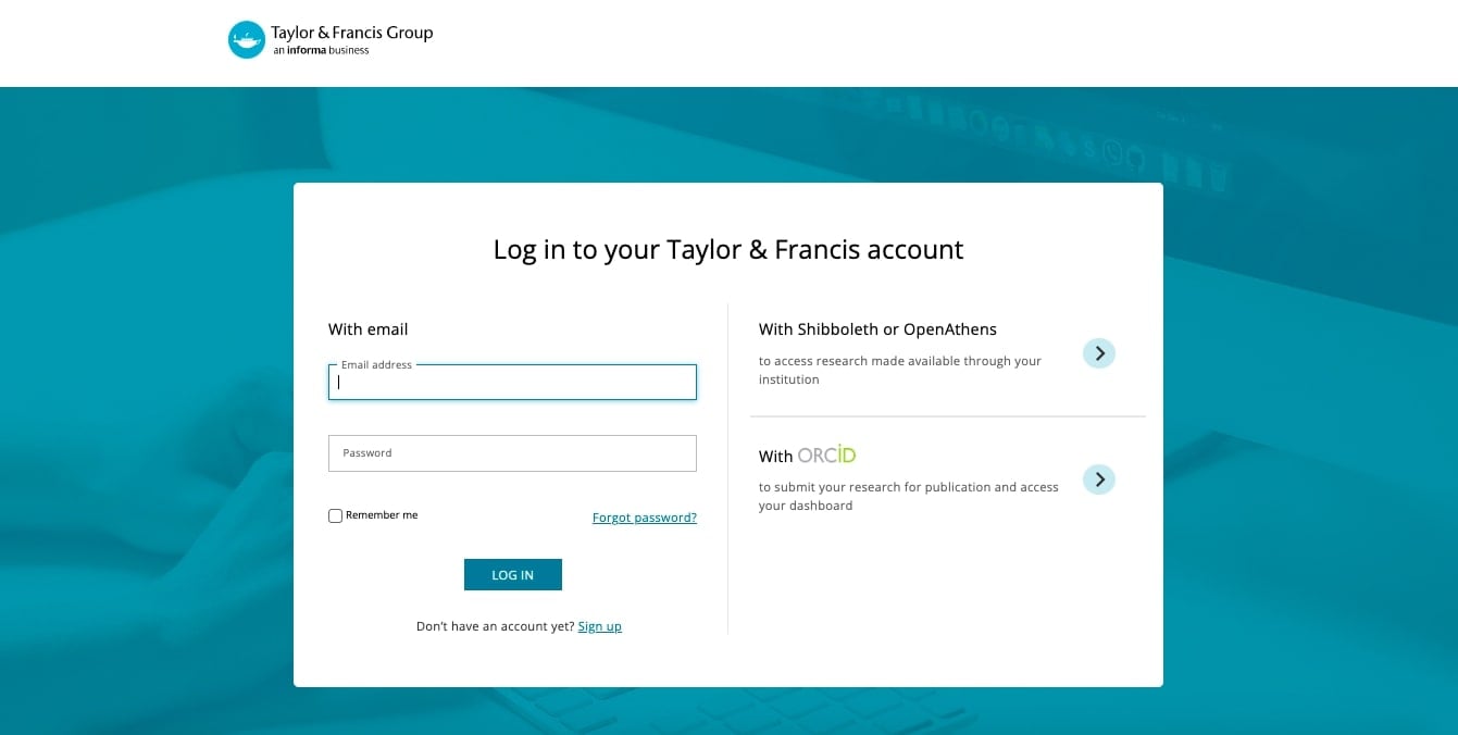 login screen